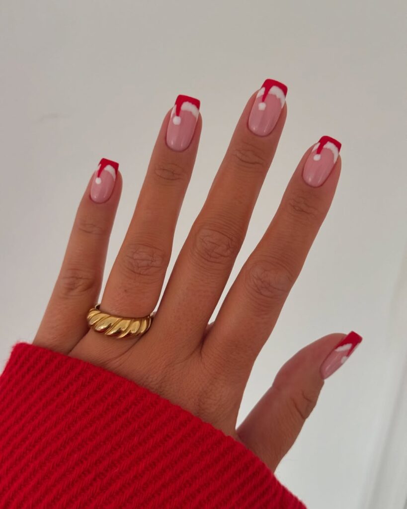 Christmas nails with Santa tips