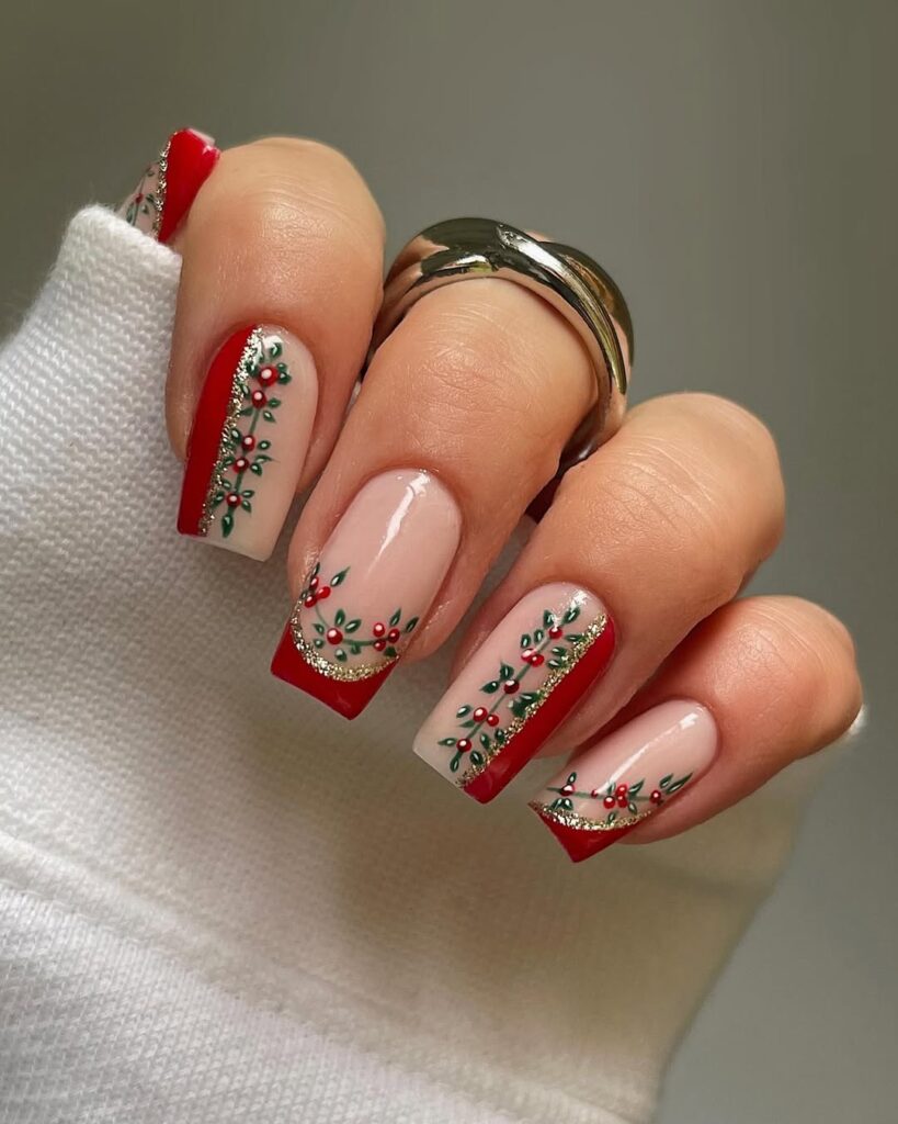 christmas nails with ornaments