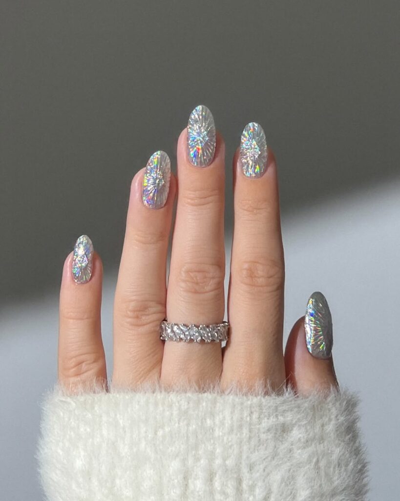 crystal nails with ice queen vibes