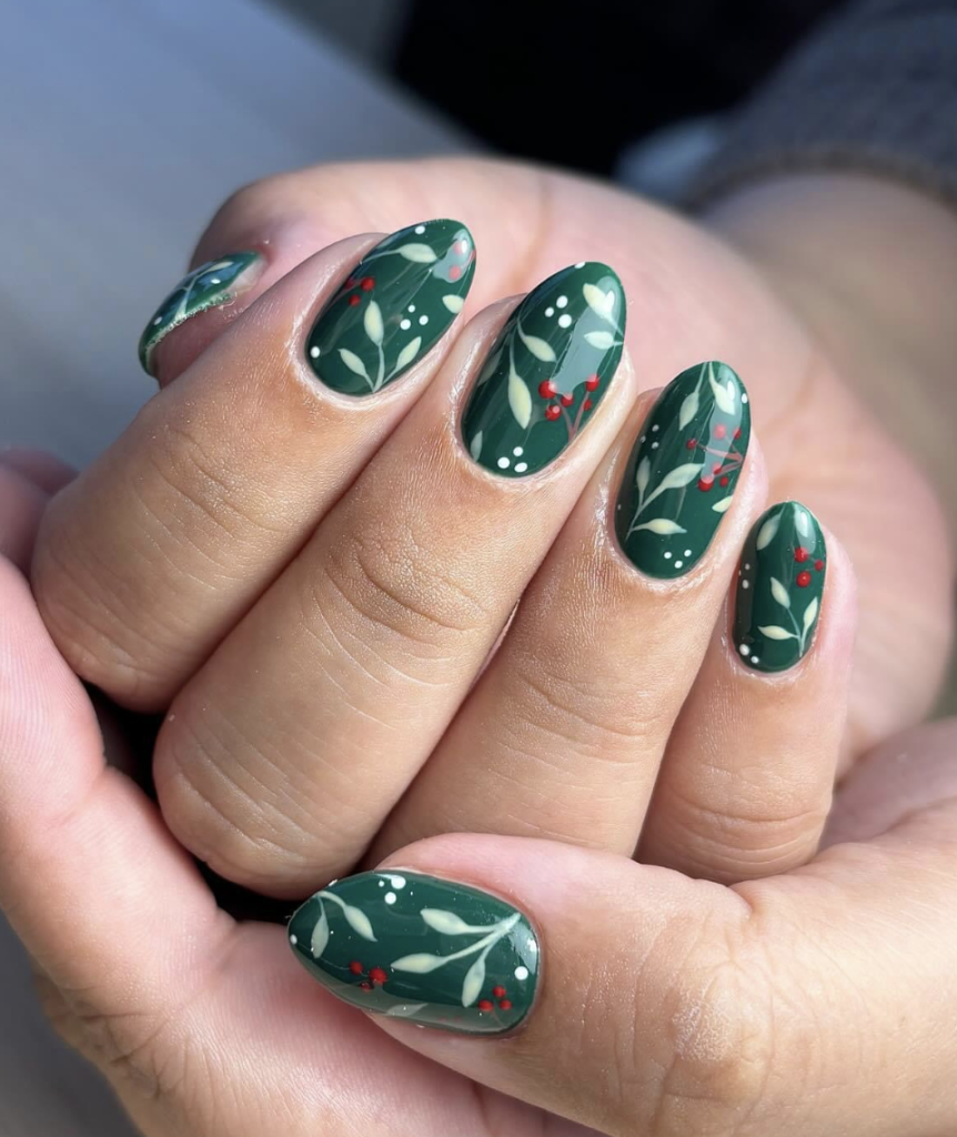 Green christmas nails 