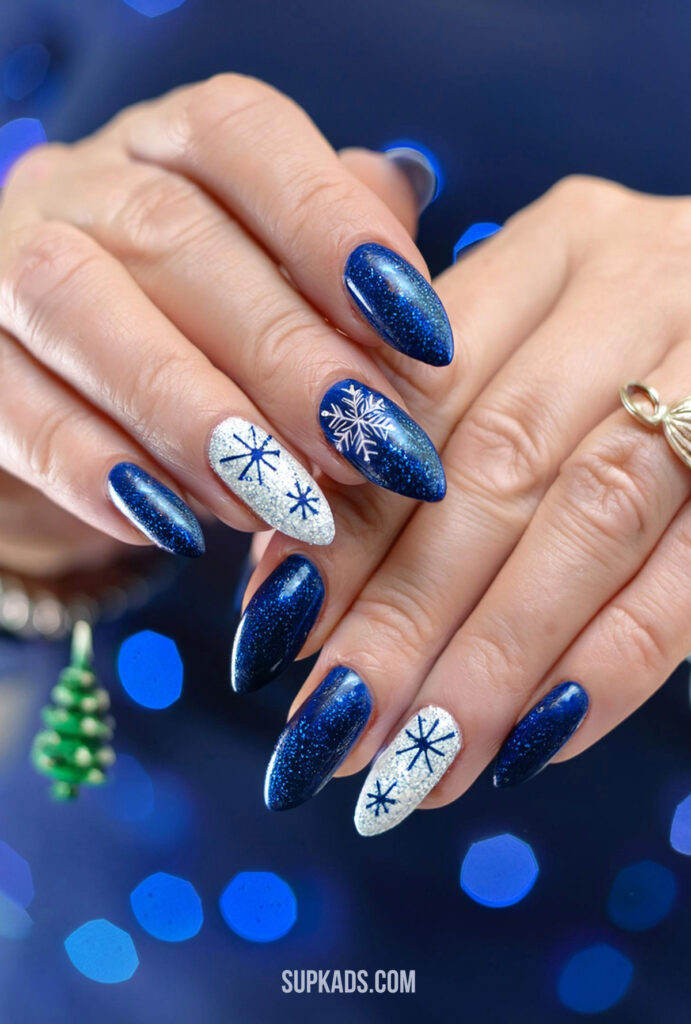 Navy blue winter nails